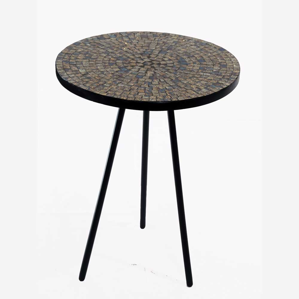Mosaic Side Table Multicolored Top Dia 40cm