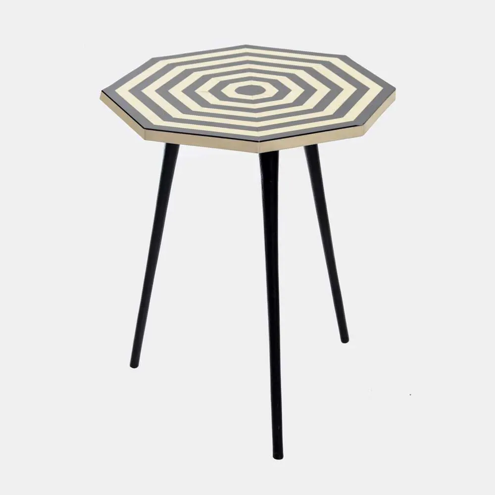 Inlay Work Octagonal Side Table with Three Legs Harrow D cor