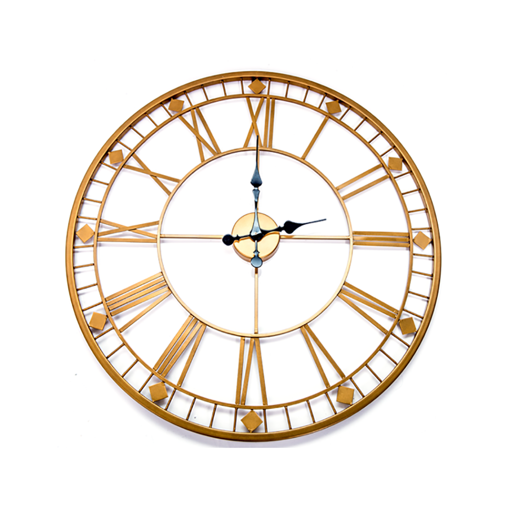 Large Roman Wall Clock 80cm Dia in Gold Colour