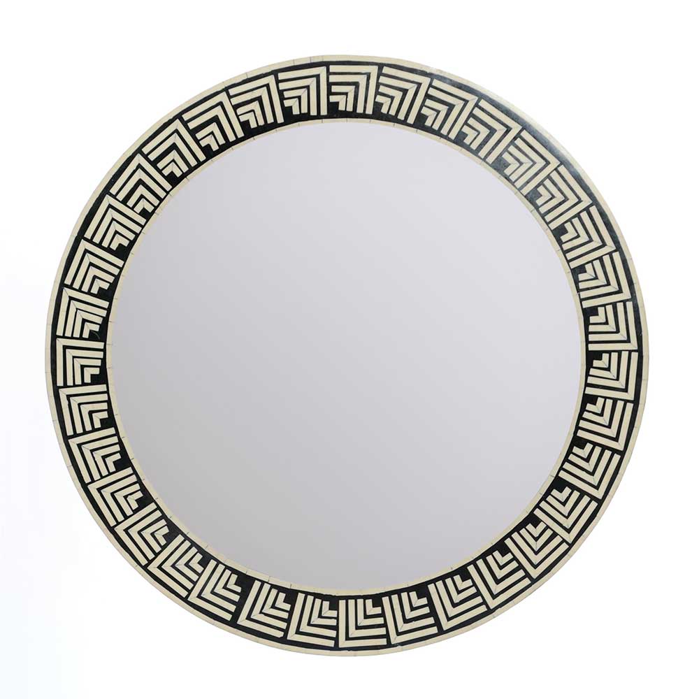 Inlay work Round Mirror in Greek Key Design 